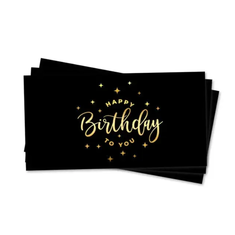 Конверт для грошей "Happy Birthday Stars золоте тиснення на чорному" 16048