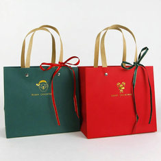 Подарунковий пакет S Новорічний з крафтовою ручкою 82024S