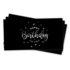 Конверт для грошей "Happy Birthday Stars срібне тиснення на чорному" 16047
