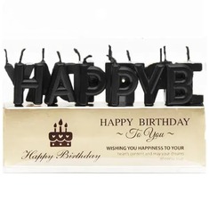 Набір свічок для торта букви "Happy Birthday Чорні" 1058