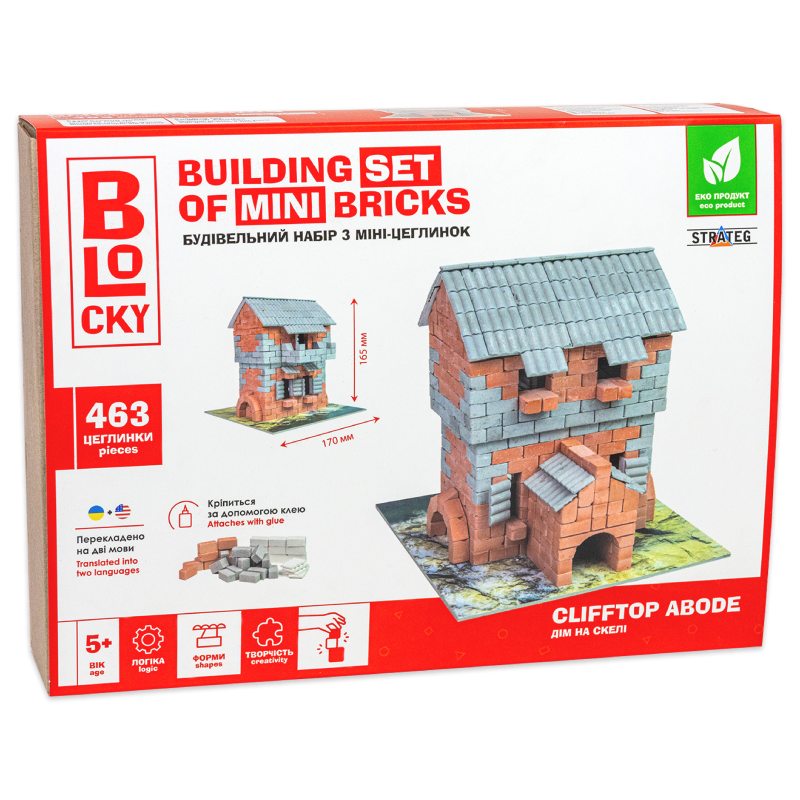 Будівельний набір для творчості з міні-цеглинок BLOCKY Дім на Скелі 31017 Strateg 463 деталі Будівельний набір для творчості з міні-цеглинок BLOCKY Дім на Скелі 31017 Strateg 463 деталі