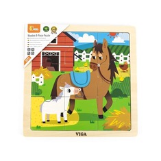 Деревянный пазл Лошадки 44624 Viga Toys 9 деталей