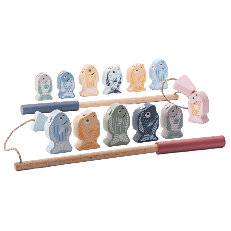  Дерев'яна розвиваюча іграшка Рибалка 2 16037 ТМ CUBIKA 14 деталей