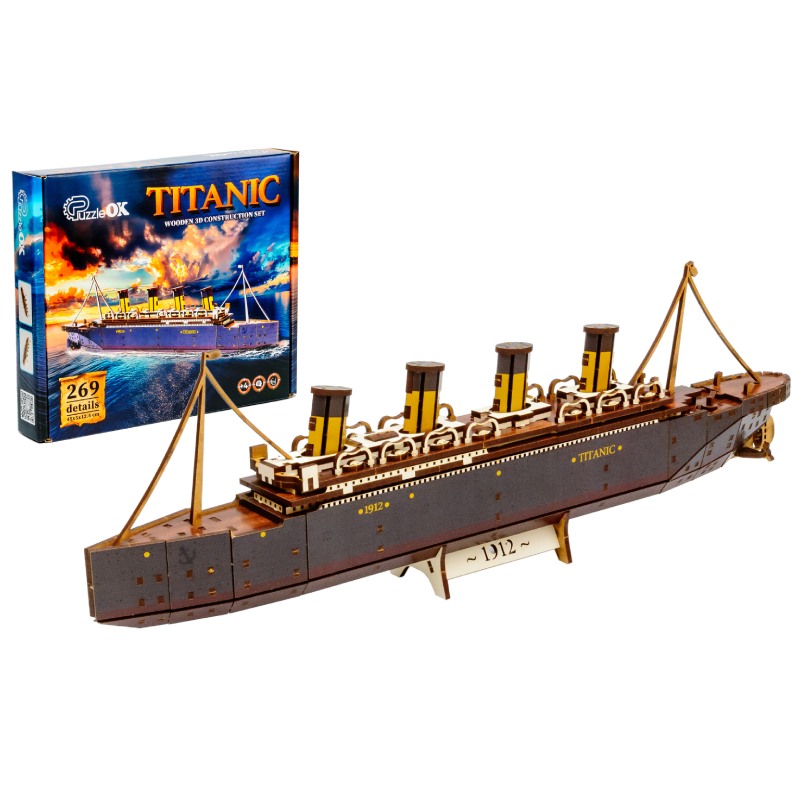 Дерев'яний 3D конструктор Титанік Puz-00938 PuzzleOk (269 деталей)