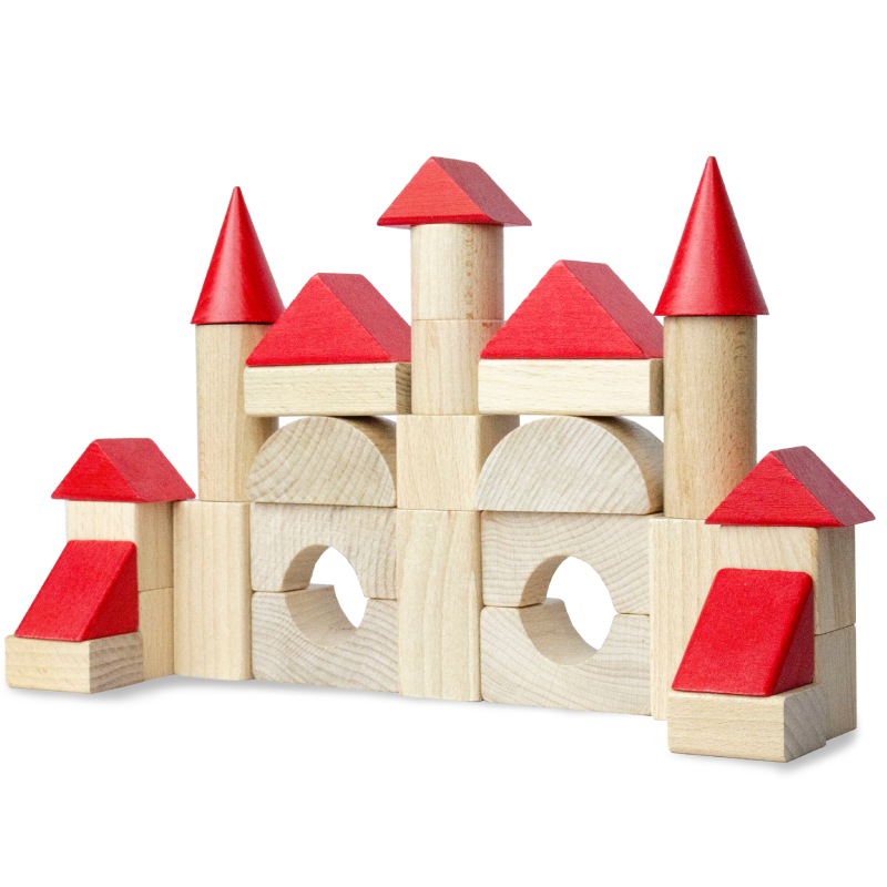 Дерев'яний будівельний набір "Червоні шпичаки" UNI002 IGROTECO 31 деталь