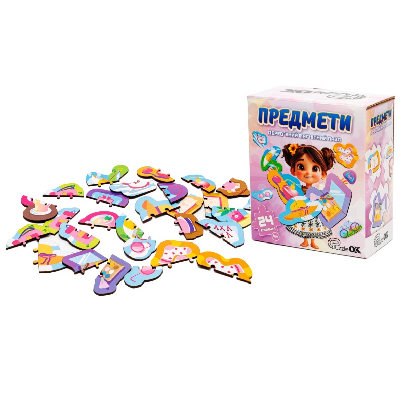 Дерев'яний магнітний пазл "Предмети" Puz-22931 PuzzleOk 24 деталі
