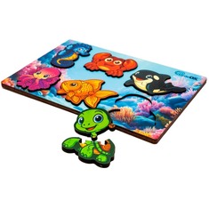 Дерев'яний сортер А5 "Розумний світ: Морські друзі" Puz-88748 PuzzleOk 18 деталей Дерев'яний сортер А5 "Розумний світ: Морські друзі" Puz-88748 PuzzleOk 18 деталей