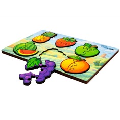 Дерев'яний сортер А5 "Розумний світ: Веселі фрукти" Puz-88749 PuzzleOk 18 деталей Дерев'яний сортер А5 "Розумний світ: Веселі фрукти" Puz-88749 PuzzleOk 18 деталей
