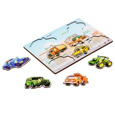 Дерев'яний сортер-вкладиш Машинки Puz-88743 PuzzleOk 7 деталей