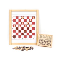 Деревянная игровая панель шахматы и шашки 446-19 Lam Toys