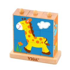 Деревянные кубики Башня со зверьками 50834 Viga Toys 10 деталей