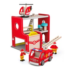 Дерев'яний ігровий набір Viga Toys Пожежна станція 50828 (10 деталей)