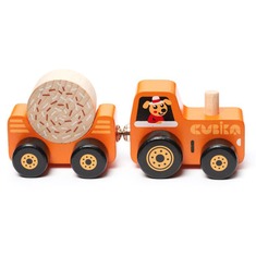 Дерев'яна іграшка "Трактор" на магнітах Cubika 15351 (3 деталі)