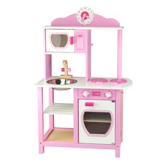 Детская кухня Viga Toys из дерева бело-розовая 50111