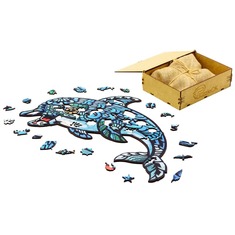 Фігурний дерев'яний пазл Морський Дельфін PuzA4-04103 PuzzleOk 84 деталей