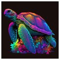 Картина за номерами ПРЕМІУМ Черепаха у неонових тонах на чорному фоні розміром 40х40 см AV4040-9 Strateg