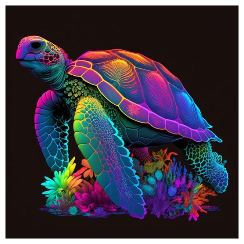 Картина за номерами ПРЕМІУМ Черепаха у неонових тонах на чорному фоні розміром 40х40 см AV4040-9 Strateg
