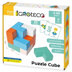 Дерев'яний конструктор-балансир-головоломка "Склади куб" 900170 IGROTECO 9 деталей Дерев'яний конструктор-балансир-головоломка "Склади куб" 900170 IGROTECO 9 деталей