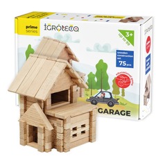 Конструктор дерев'яний для дітей Будиночок з гаражем 900118 IGROTECO 75 деталей