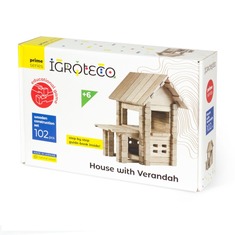 Конструктор дерев'яний для дітей Будиночок з верандою 900255 IGROTECO 102 деталі