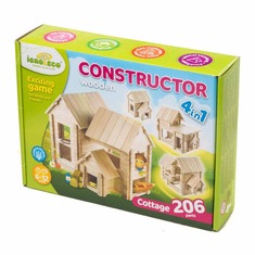 Конструктор дерев'яний для дітей Котедж 4в1 900323 IGROTECO 206 деталей