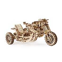 Механічні 3D пазли UGEARS «Мотоцикл Scrambler UGR-10 з коляскою» 70137 (380 деталей)