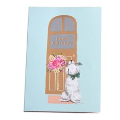 Мини открытка Пёсик с цветами 180304