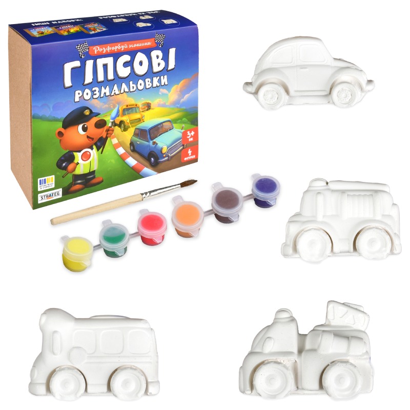 Набір для творчості Гіпсові розмальовки: розфарбуй машини 31038 Strateg Набір для творчості Гіпсові розмальовки: розфарбуй машини 31038 Strateg