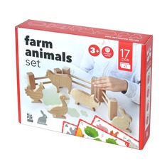 Набір дерев'яних фігурок "Тварини на фермі" для дітей 900521 IGROTECO 22 деталі