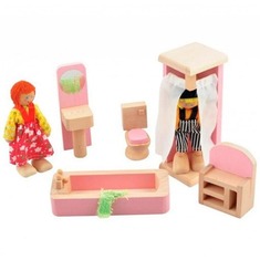 Набір меблів для ляльок "Ванна кімната" Д274 Іграшки з дерева 5 деталей