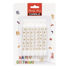 Набір свічок для торту "Білі у зірочку" комплект 6 шт. 1051