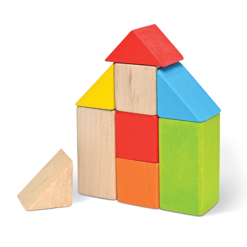 Развивающие деревянные кубики для малышей цветные 900163 IGROTECO 9 деталей