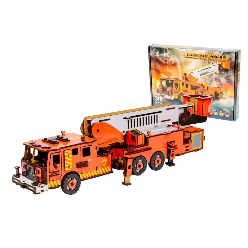 Деревянный 3D конструктор Пожарная машина Puz-00921 PuzzleOk (318