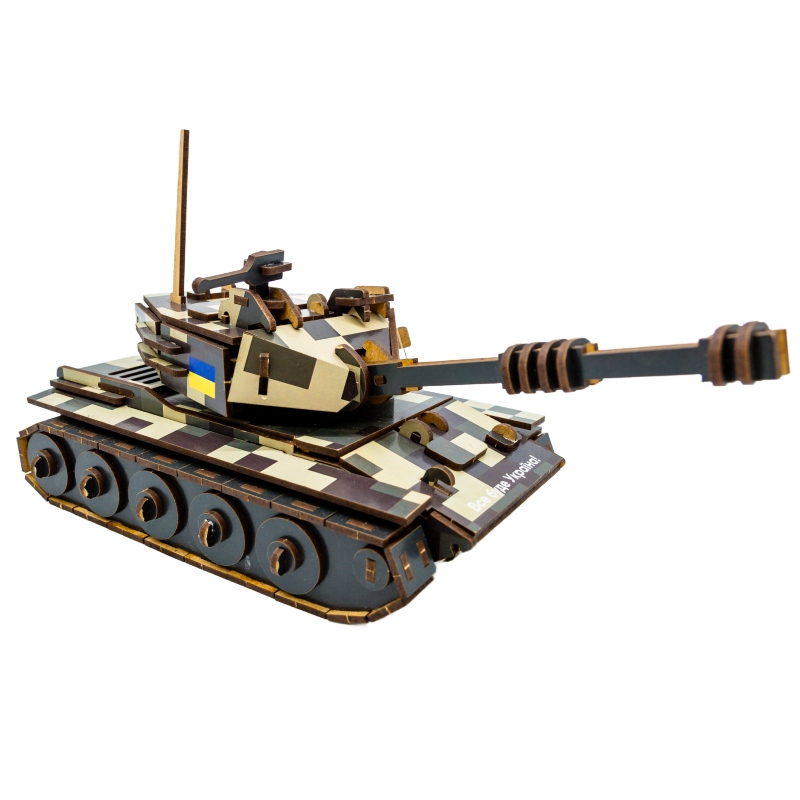 Деревянный конструктор 3D Танк 162-0074 PuzzleOk (162 детали