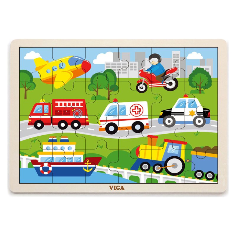 Деревянный пазл Транспорт 51462 Viga Toys 24 деталей купить в